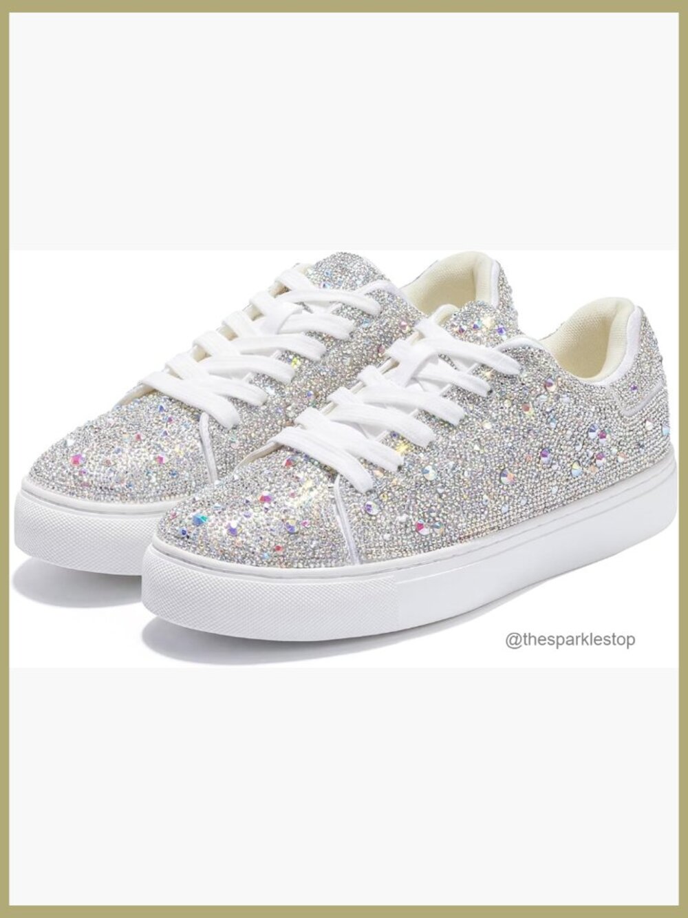 Sparkle Rhinestone Bedazzled Platform Sneakers - Glitter Sequin Wedding Party